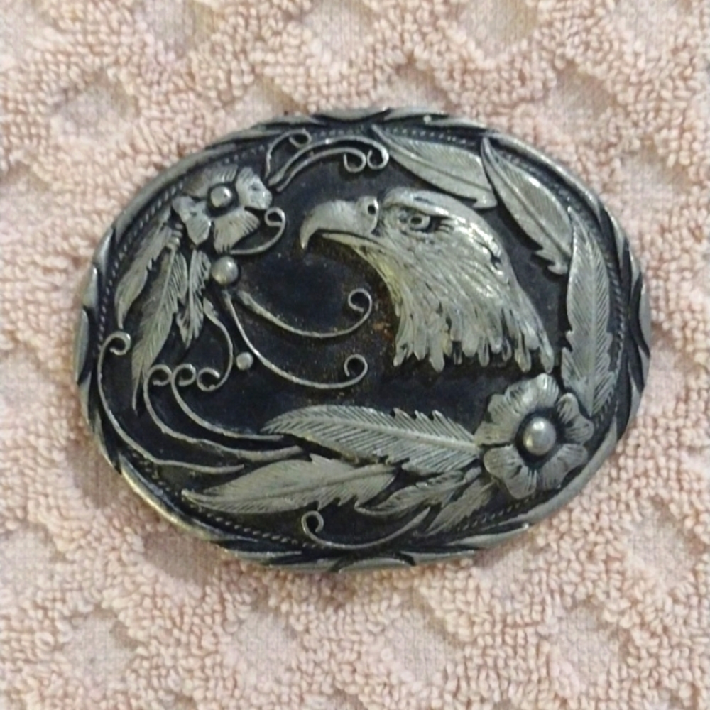 Vintage Silver Nickel Eagle Belt Buckle